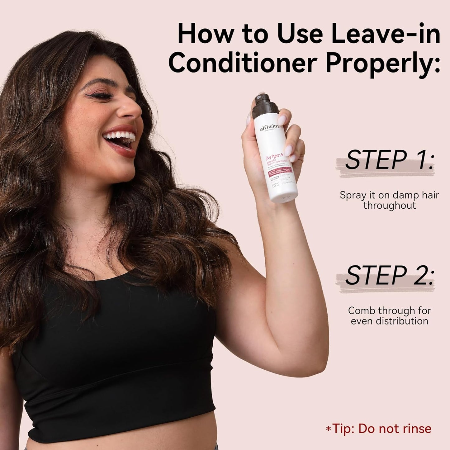 ALFHEIM Argan+ Repairing Leave-in Conditioner Spray for Dry, Damaged & Frizzy Hair with Argan Oil, Keratin, Oat Protein – Instant Detangling, Shine & Frizz Control – Color Safe, Sulfate Free – 5.4 oz