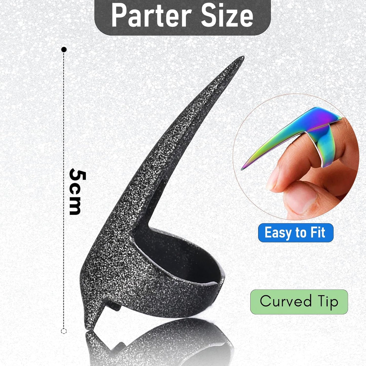 Quick Braid Aid Finger Parting Tool - Stainless Steel Stitch Braiding Tools for Durable Dreadlocks Wig & Installation of Human Hair Extensions Beader Tool (Black Glitter)