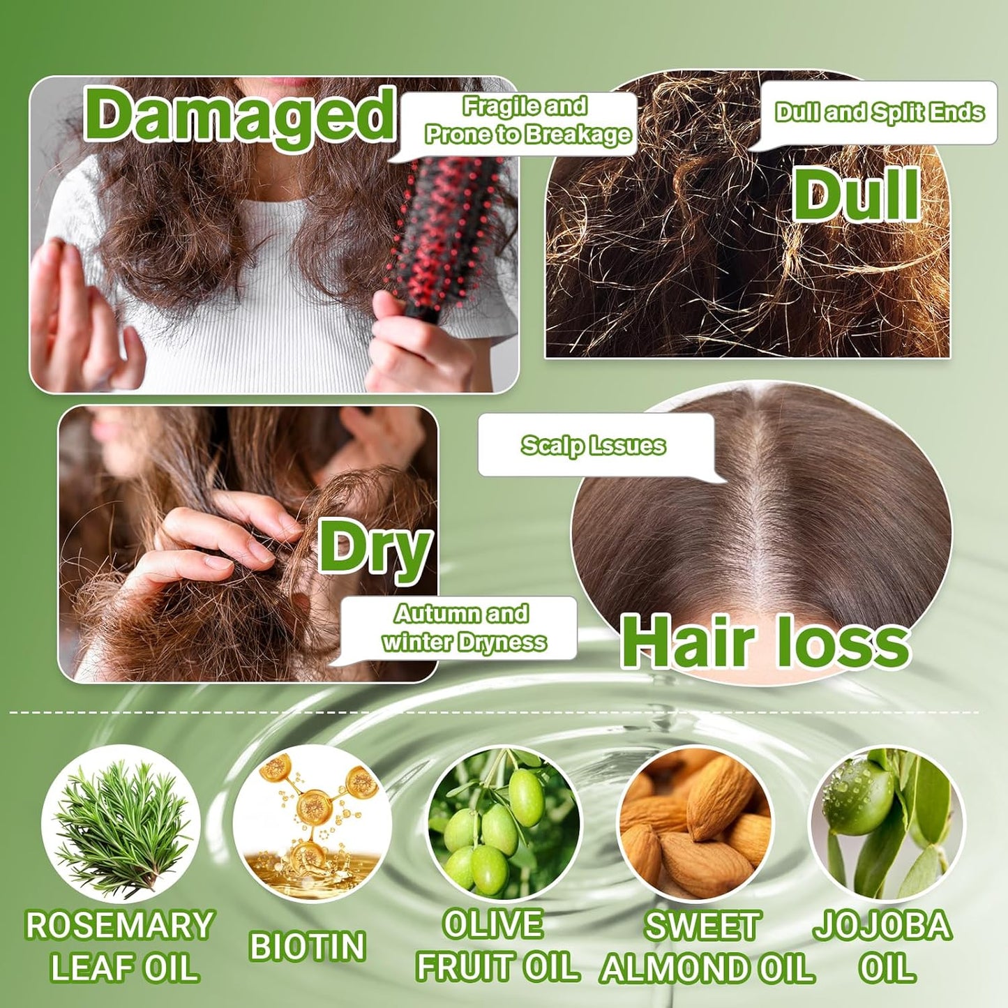 Rosemary Oil for Hair Growth (2 x 60ML), Organic Pure Rosemary Essential Oil for Hair & Scalp, Leak-Proof Bottle with Precision Press Dispenser, Multi-Purpose for Hair, Skin & Aromatherapy