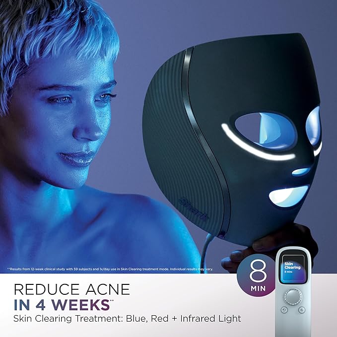 Shark CryoGlow LED Face Mask (FSA/HSA Eligible*) with Under-Eye Cooling, Anti-Ageing & Blemish Repair, Red & Blue LED, Infrared Light Therapy, USB-C, Remote Control, Storage Bag, Lilac Chill, FW312PL