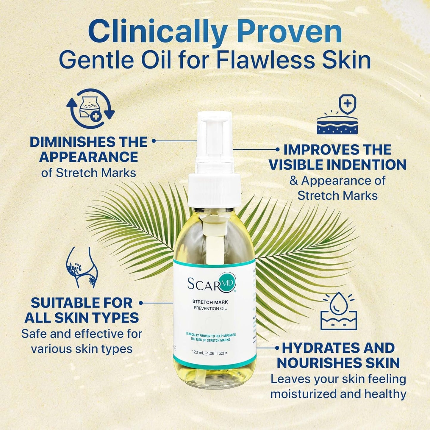 Stretch Mark Oil, Minimizes the Risk and Severity of Stretch Marks, Gentle Belly Oil for Pregnancy, Made of Natural Ingredients, Suitable for Adults and Children, 120mL（4.06 Fl Oz）