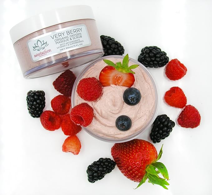 Sweetsation Therapy/Yunasence, Very Berry Oxygen Exfoliating Mask & Scrub w/Vitamin C, Enzymes & Superberries. Rejuvenating, Hydrating, Purifying.