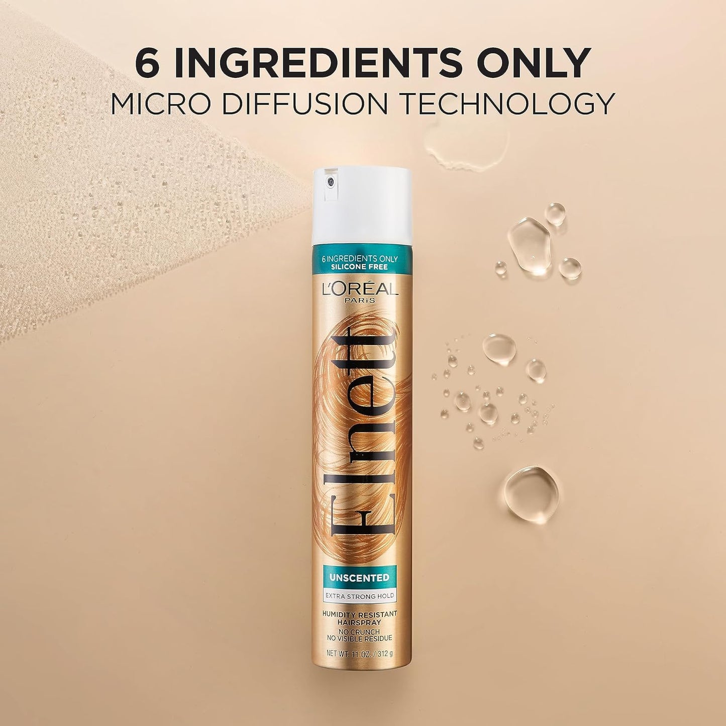 L'Oreal Paris Hair Care Elnett Satin Extra Strong Hold Hairspray, Unscented, 11 Ounce (Pack of 2)