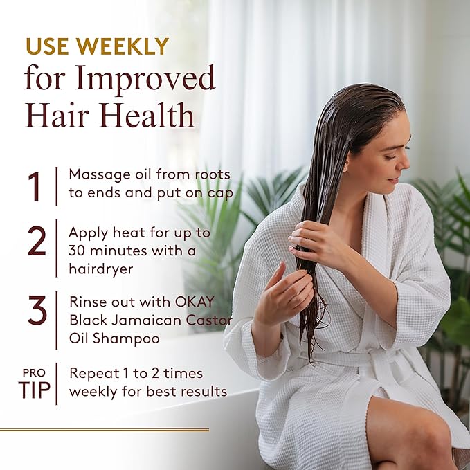 OKAY Pure Naturals Black Jamaican Castor Oil - Castor Oil for Hair Health, Moisture for Skin, Body, Scalp, Eyelashes, Eyebrows, for Men & Women - 4 oz (Pack of 1)