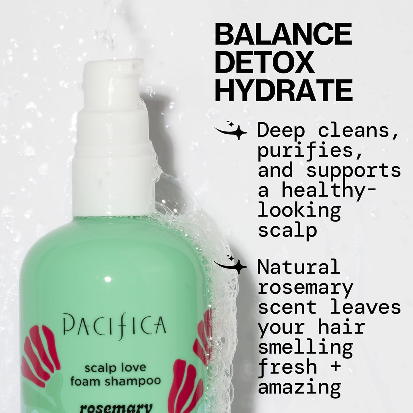 Pacifica Rosemary Mint Scalp Detox Shampoo – Clarifying Shampoo for Dry Flaky Scalp, Removes Buildup & Excess Oil, Invigorating Rosemary + Mint Clean Beauty Vegan Dermatologist Tested