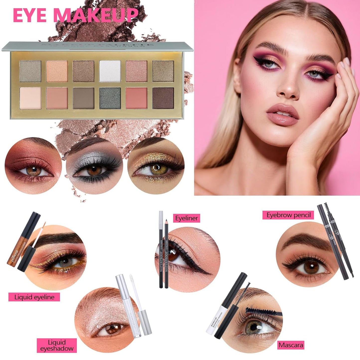 Makeup Kit For Women Full Kit, Makeup Set For Girls Teen Women, Makeup Gift Set With Eyeshadow Palette, Foundation, Concealer, Lipstick, Brushes (12 color makep kit)