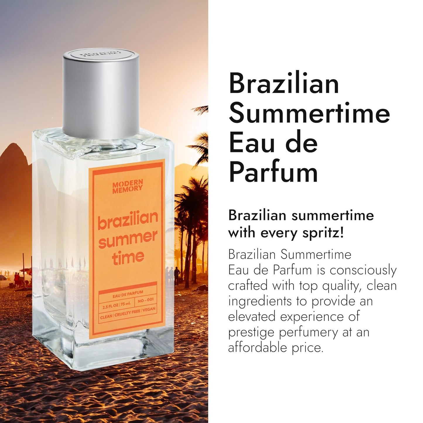 Modern Memory Brazilian Summertime Eau de Parfum for Women, 2.5 fl oz - Notes of Lemon, Salted Caramel & Rich Almond