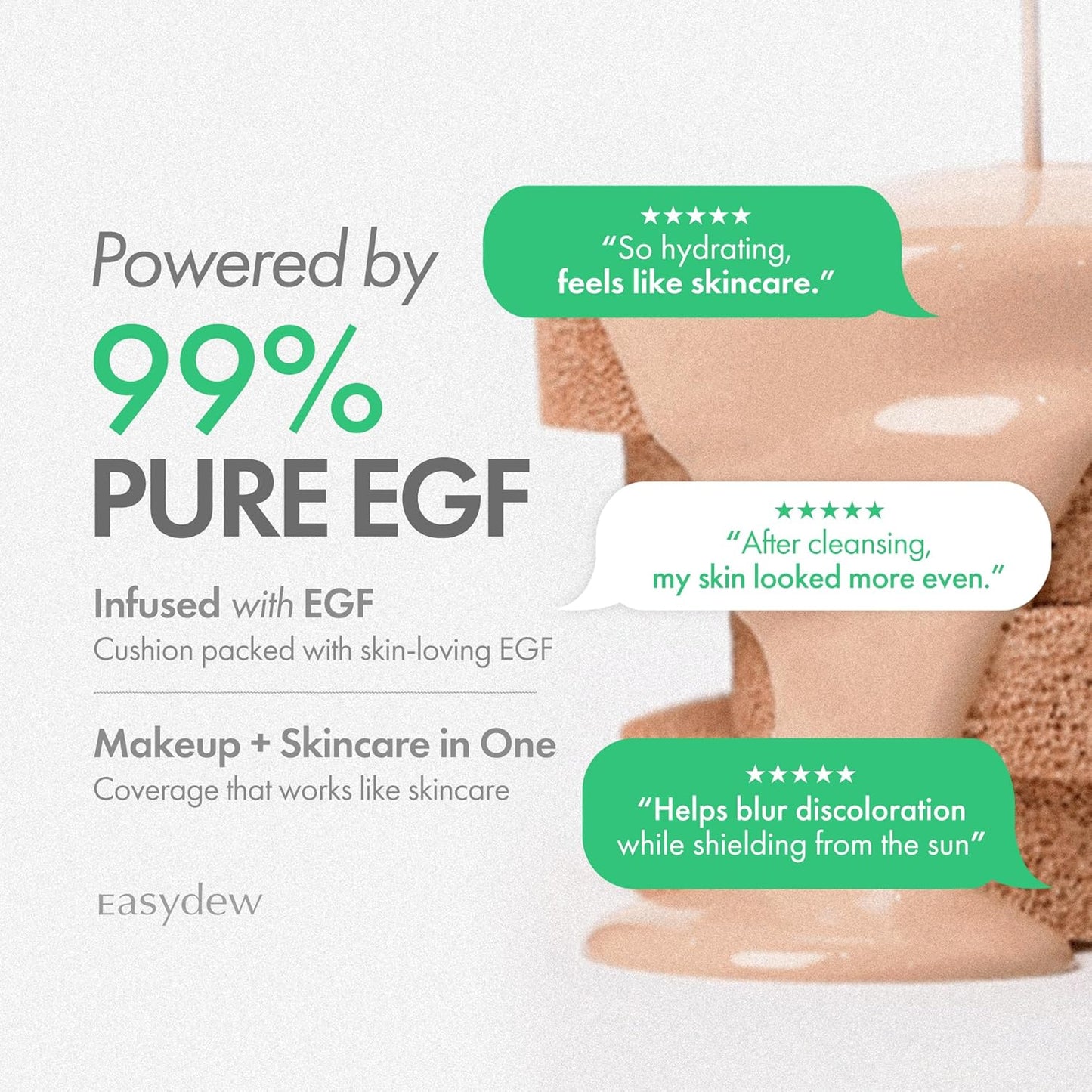 Easydew Mela B Toning Ampoule Cushion - 2-in-1 Korean Skin Care & Face Beauty Makeup - Age-Defying Full Coverage Cushion Foundation with Niacinamide & Hyaluron-Vital C 0.45 oz (#41 Chestnut)