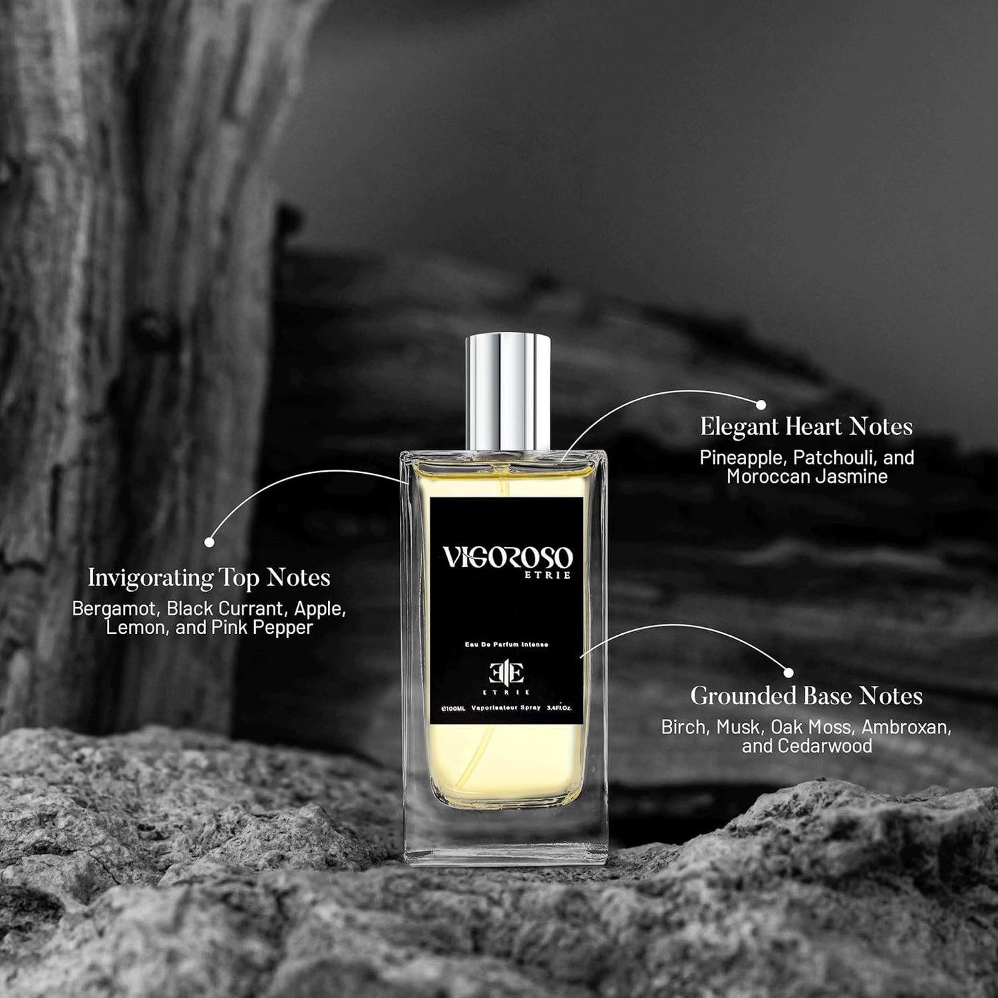 Vigoroso Men's Cologne Eau De Parfum 3.4 Fl Oz - Bold & Energizing Scent - Long-Lasting Fragrance for Men