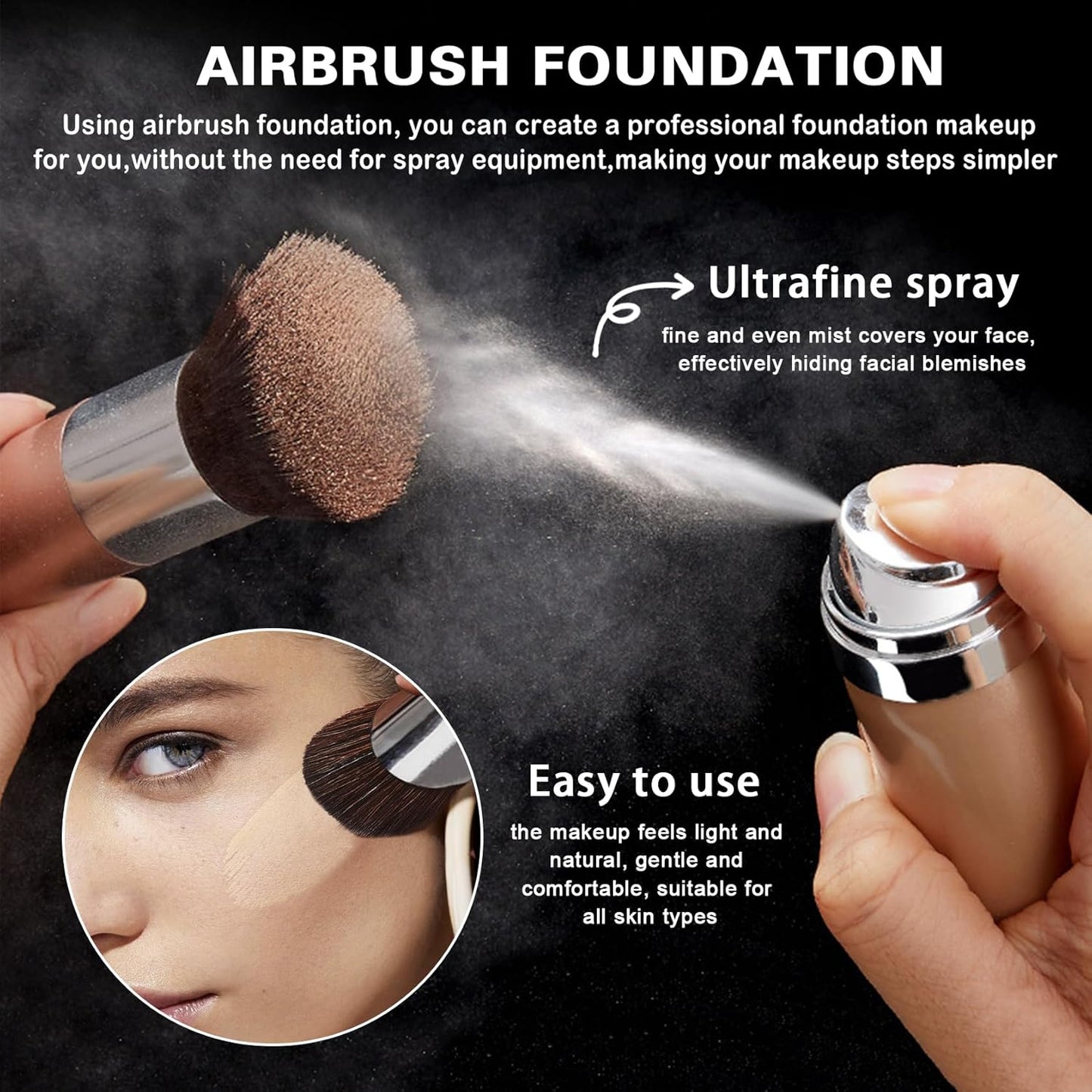 Air Brush Makeup Foundation and Makeup Primer for Face,Hydrates and Moisturizes,Buildable Coverage with Anti-aging Formula for Smooth Radiant Skin (01 Natural/Warm Porcelain)