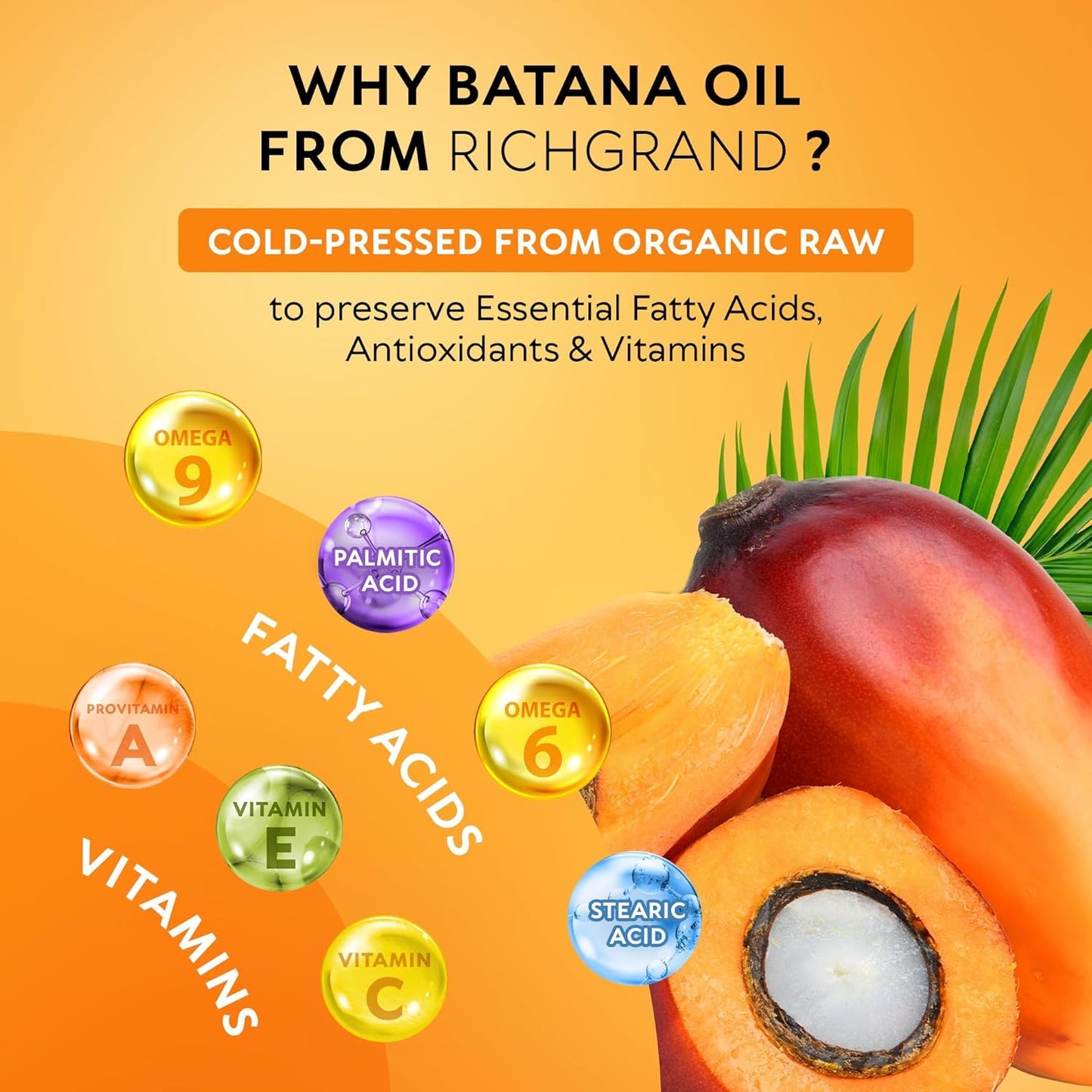 Batana Oil for Hair Growth - 100% Raw & Organic Dr Sebi Batana Oil - Cold-Pressed & Pure Unrefined Batana Hair Mask for Women & Men - Enhances Hair Thickness, Prevents Loss