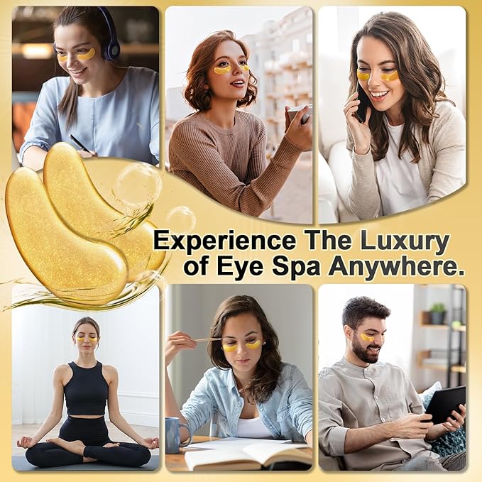 Under Eye Patches (24Pairs) - Golden Eye Mask with Collagen, Cooling Eye Care for Wrinkles, Puffy Eyes & Dark Circles, Skincare Treatment for Men & Women