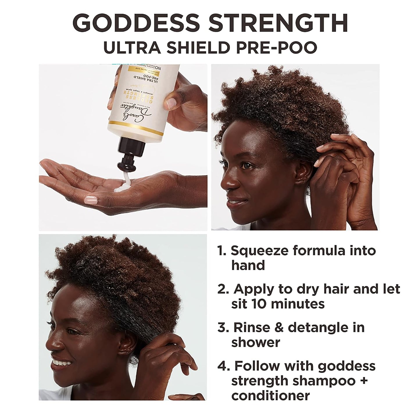 Carol's Daughter Goddess Strength Ultra Shield Pre Poo Hair Treatment for Waves, Coils and Curls, Protective Hair Detangler with Castor Oil, 10.2 Fl Oz