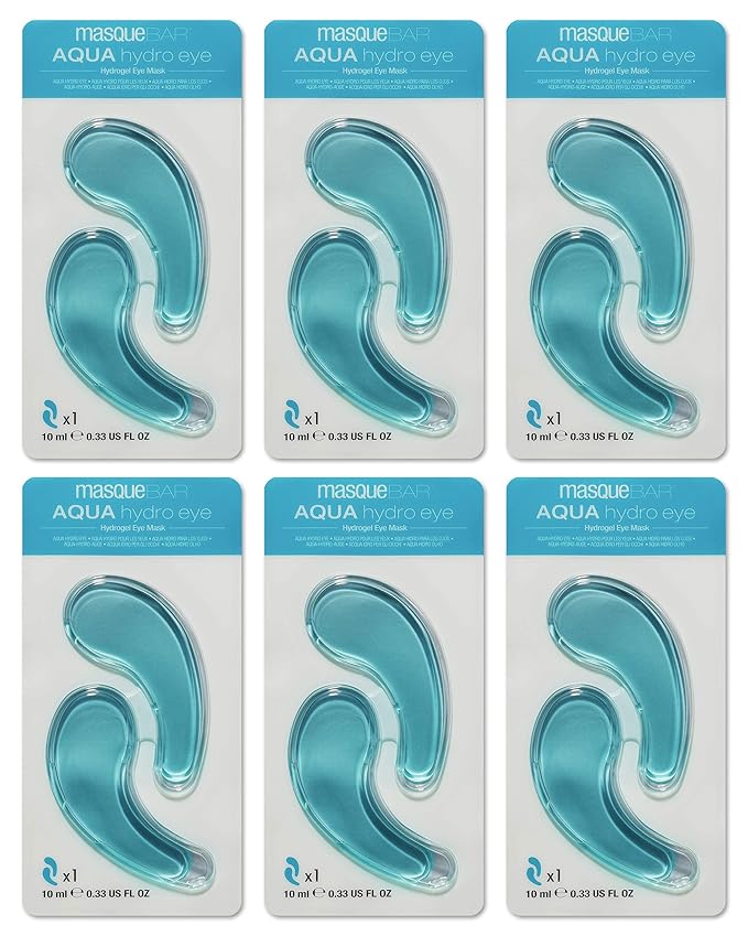 masque BAR Hydrogel Aqua Eye Patches (6 Pairs) with Hyaluronic Acid and Collagen, Korean Under Eye Skincare Treatment, Moisturize & Hydrate Skin Around Eyes, Reduce Fine Lines, Wrinkles