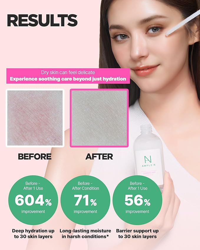AMPLE:N Ceramide Shot Serum – Korean Anti Aging and Hydrating Serum with Ceramide for Deep Moisturization – For Dry & Rough Skin to Reduces Wrinkles & Repairs Skin, 3.38 fl.oz.