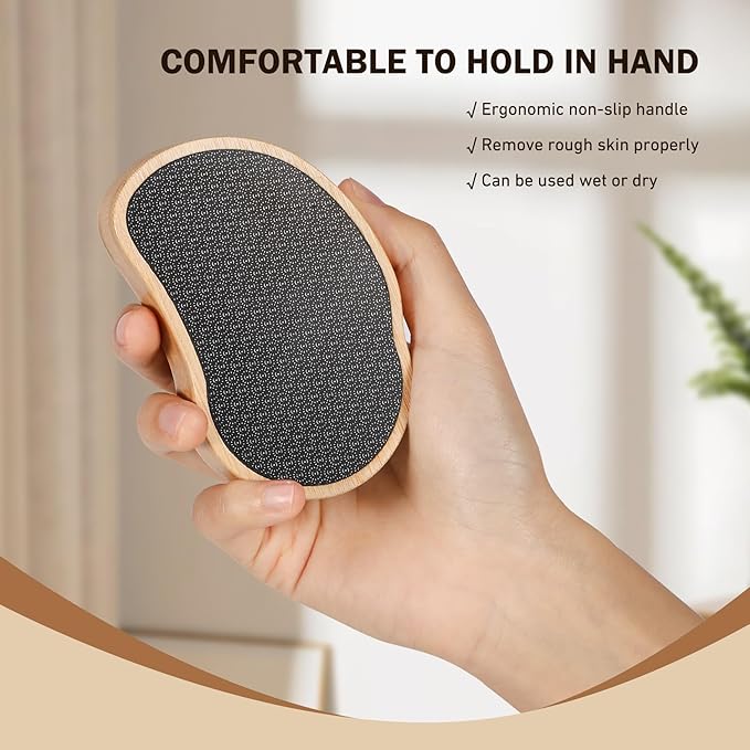 FVION Nano Glass Foot File with Bamboo Handle - Foot Scrubber Dead Skin Pumice Stone for Feet - The Ultimate Gentle Pedicure File Feet Callus Remover (Yellow)