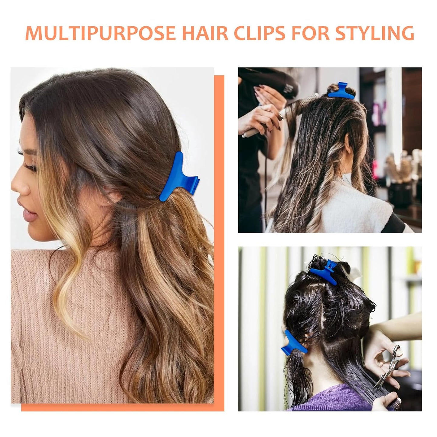 Ondder Dark Blue Butterfly Hair Clips for Styling Sectioning Pro Salon Butterfly Plastic Claw Clips Hair Styling Clip Barber Clips for Cutting, Coloring Hair, Hair Accessories for Women Girls