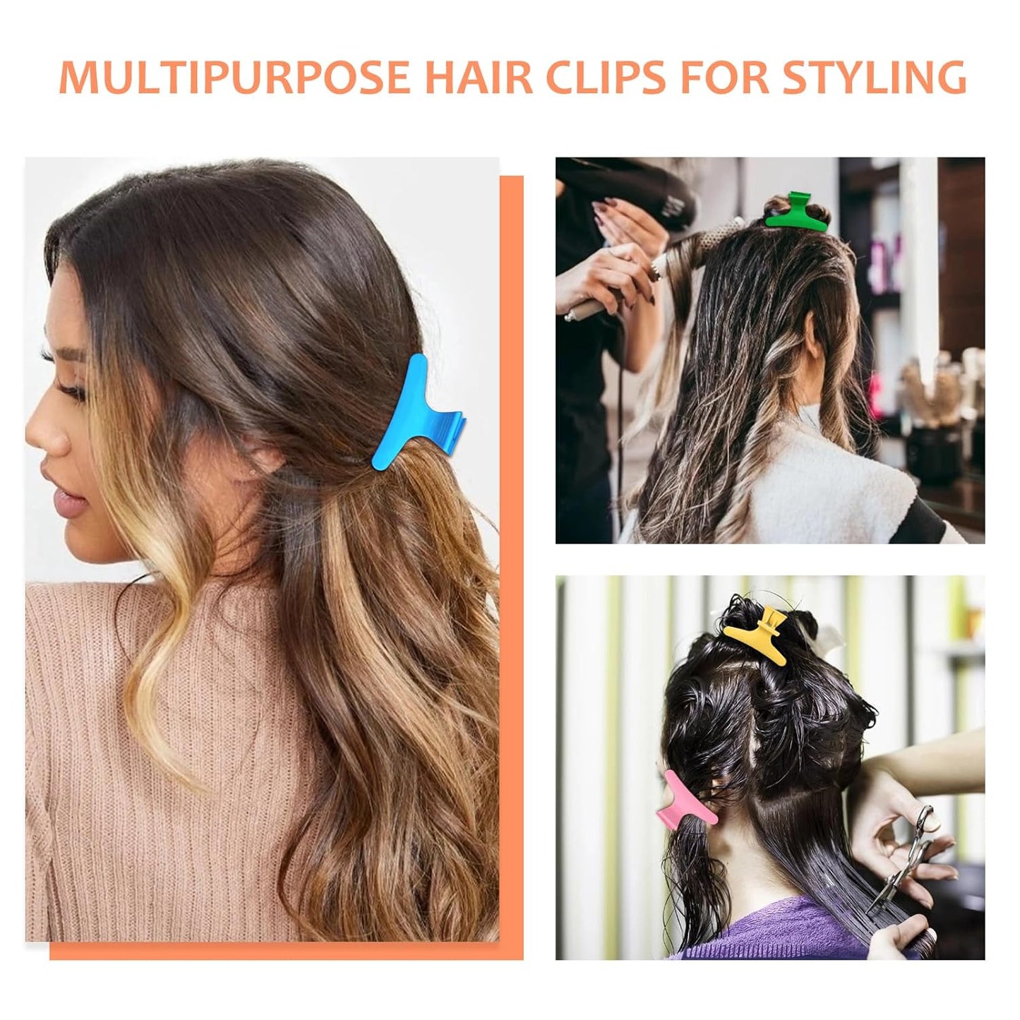 Ondder 12 Pack Butterfly Hair Clips for Styling Sectioning Pro Salon Butterfly Plastic Claw Clips Hair Styling Clip Barber Clips for Cutting, Coloring Hair, Hair Accessories for Women Girls