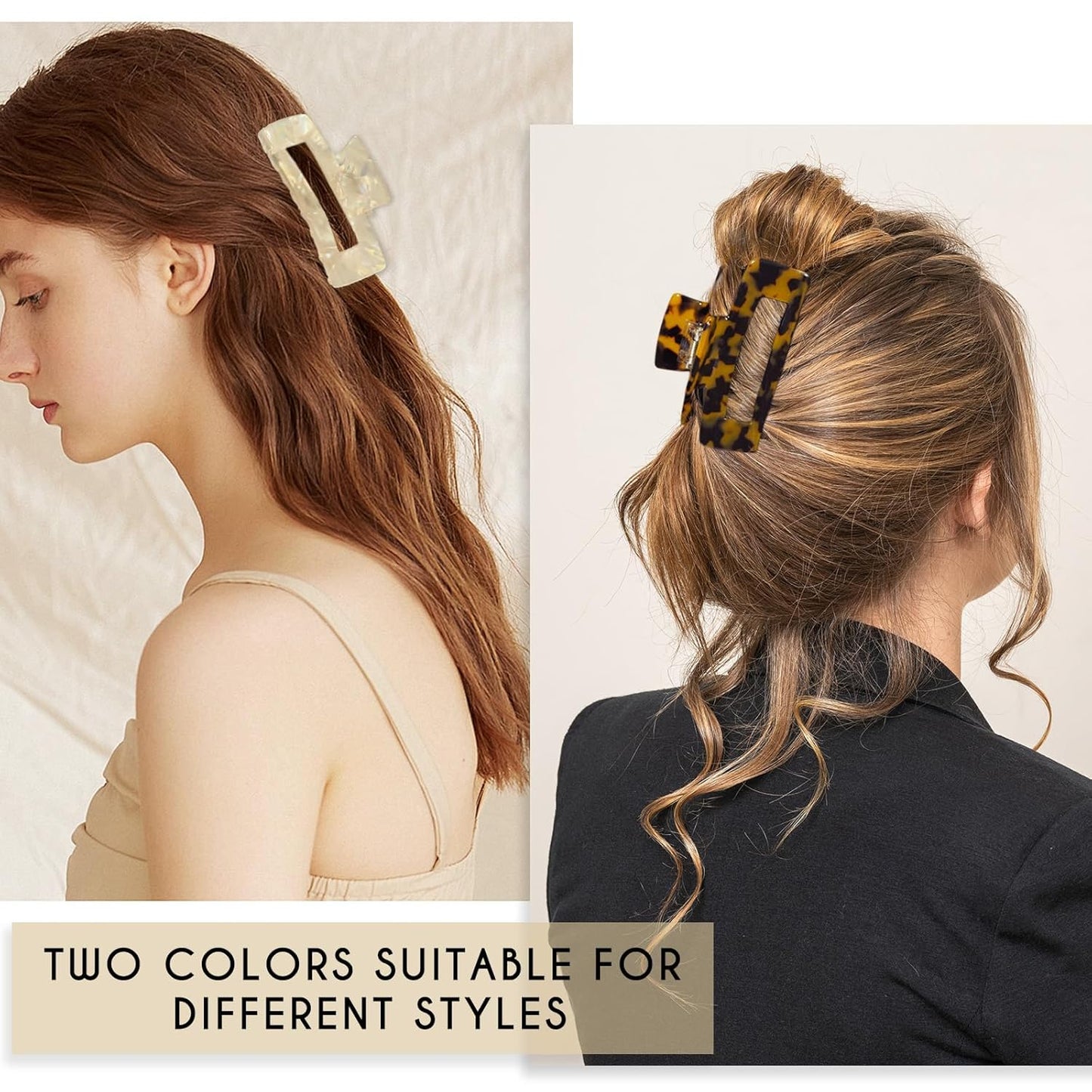 Large Claw Clips 4.1 IN Tortoise Acrylic Stylish Hair Accessories for Thick and Thin Hair 2pc Set Cute Clips for Women Teen Girls (light yellow+Tortoise)