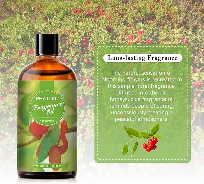 3.38FL.OZ Honeysuckle Fragrance Oils for Aromatherapy, Essential Oils for Diffusers for Home, Perfect for Diffuser, DIY Candle and Soap Making, DIY Scented Products - 100ml