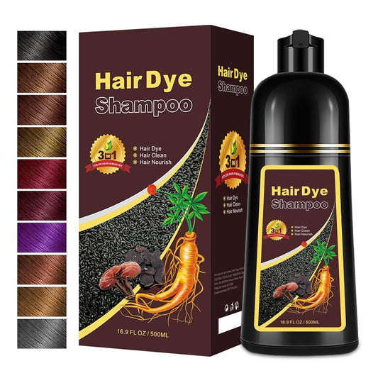 Hair Dye Shampoo 3 in 1, Long-Lasting Gray Coverage, Hair Color Shampoo with Herbal Ingredients, Easy Application for Women Men 16.9 Fl Oz (Black Tea)
