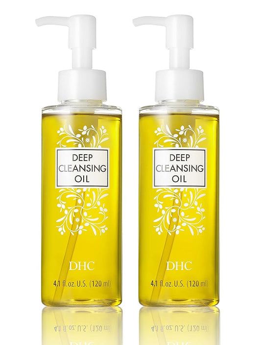 DHC Deep Cleansing Oil Medium 2 pack, Facial Cleansing Oil, Makeup Remover, Cleanses without Clogging Pores, Residue-Free, Fragrance and Colorant Free, All Skin Types, 4.1 fl. oz.