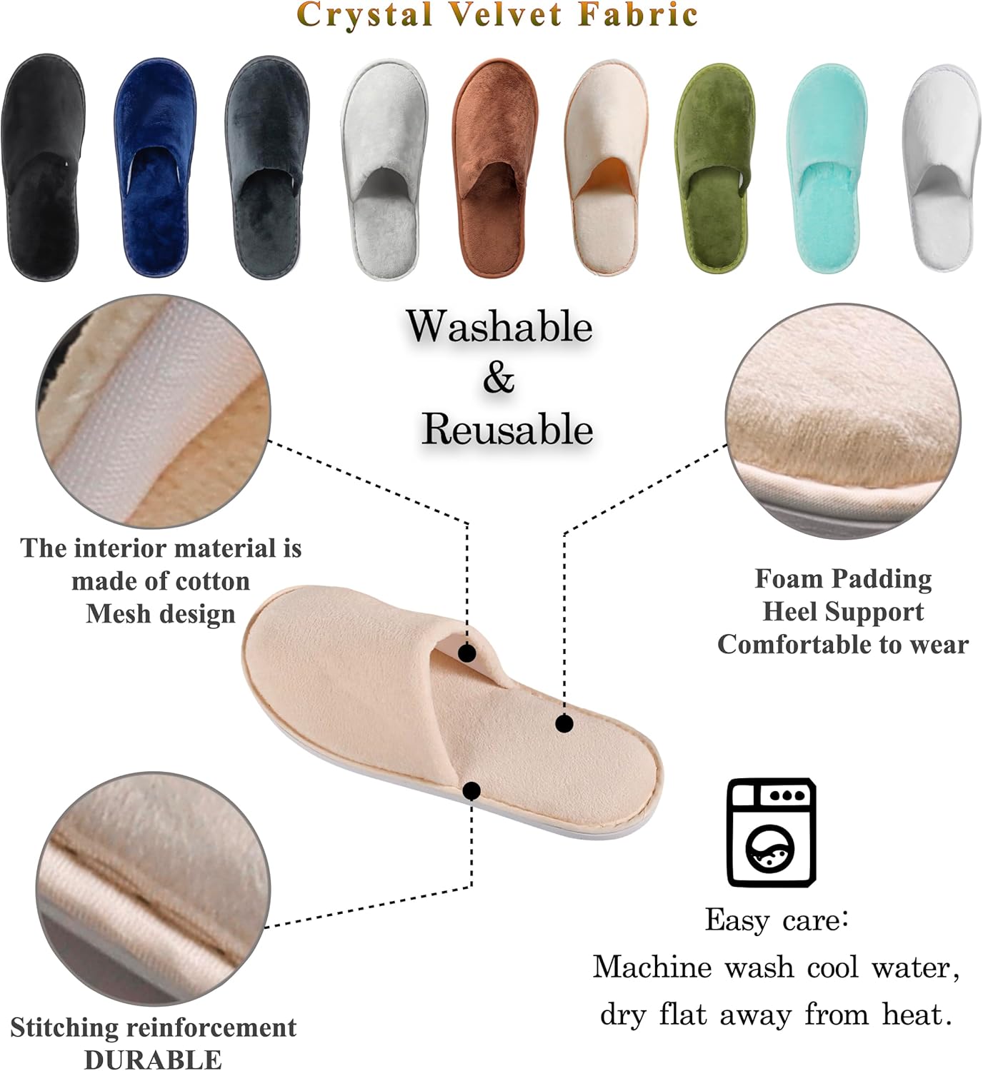 6-10 Pairs Spa Slippers, Non Slip Disposable Slippers For Guest, Washable Reusable, Which Can Be Used As Women Men, House, Indoor, Bathroom, Bedroom, Hotel, Bride Slippers