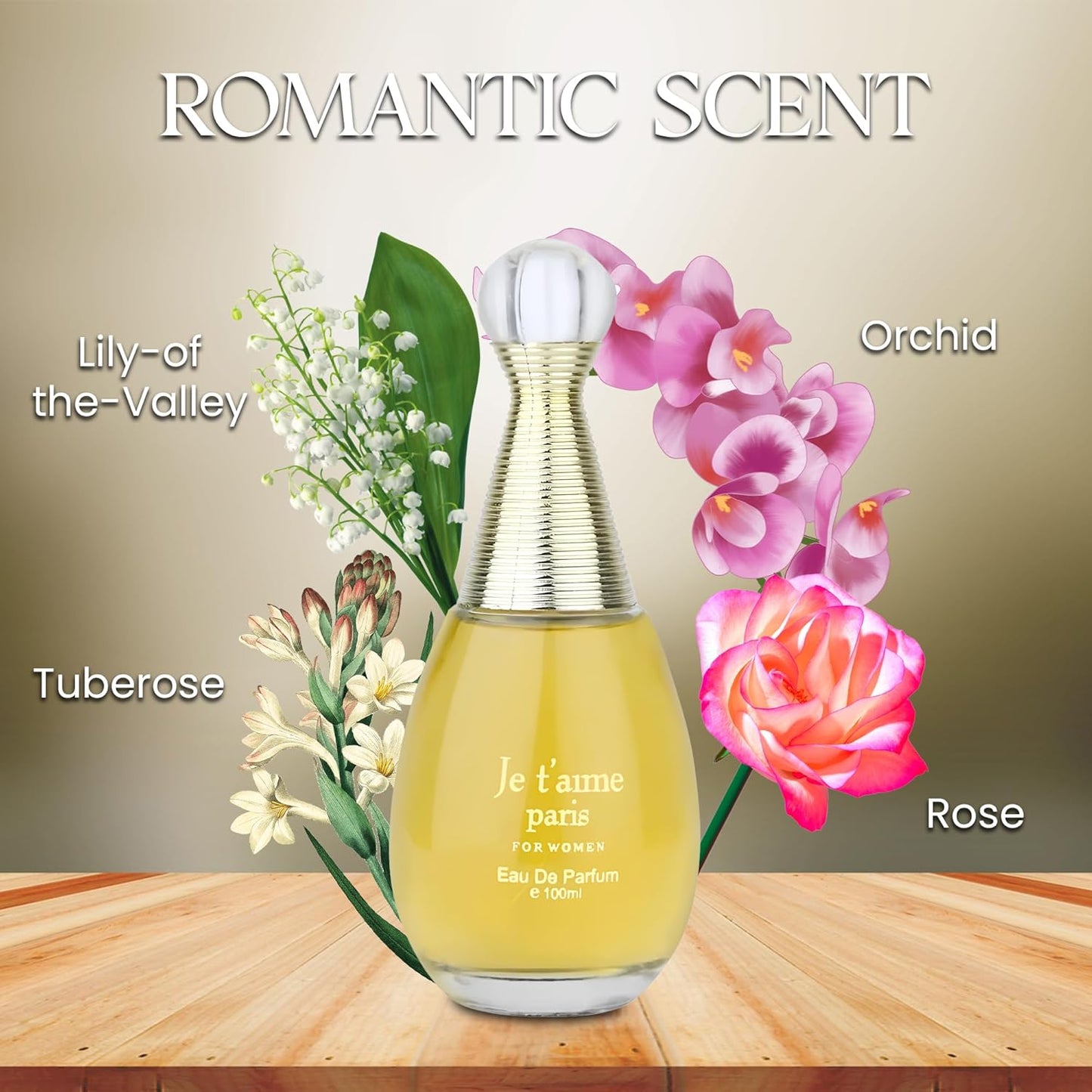 2PCS Je t'aime Paris Women Perfume 3.4 Fl Oz Eau de Parfum Natural Spray with Fresh Feminine Scent Holiday Gift for All Day Use