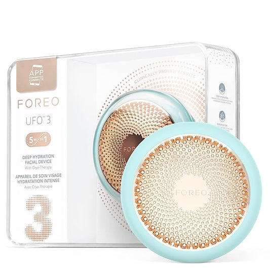 FOREO UFO 3 Deep Face Moisturiser - 5-in-1 Facial Spa - Red Light, Warming, Cooling, Face Massage, Anti Aging - Face Mask Skin Care - Arctic Blue