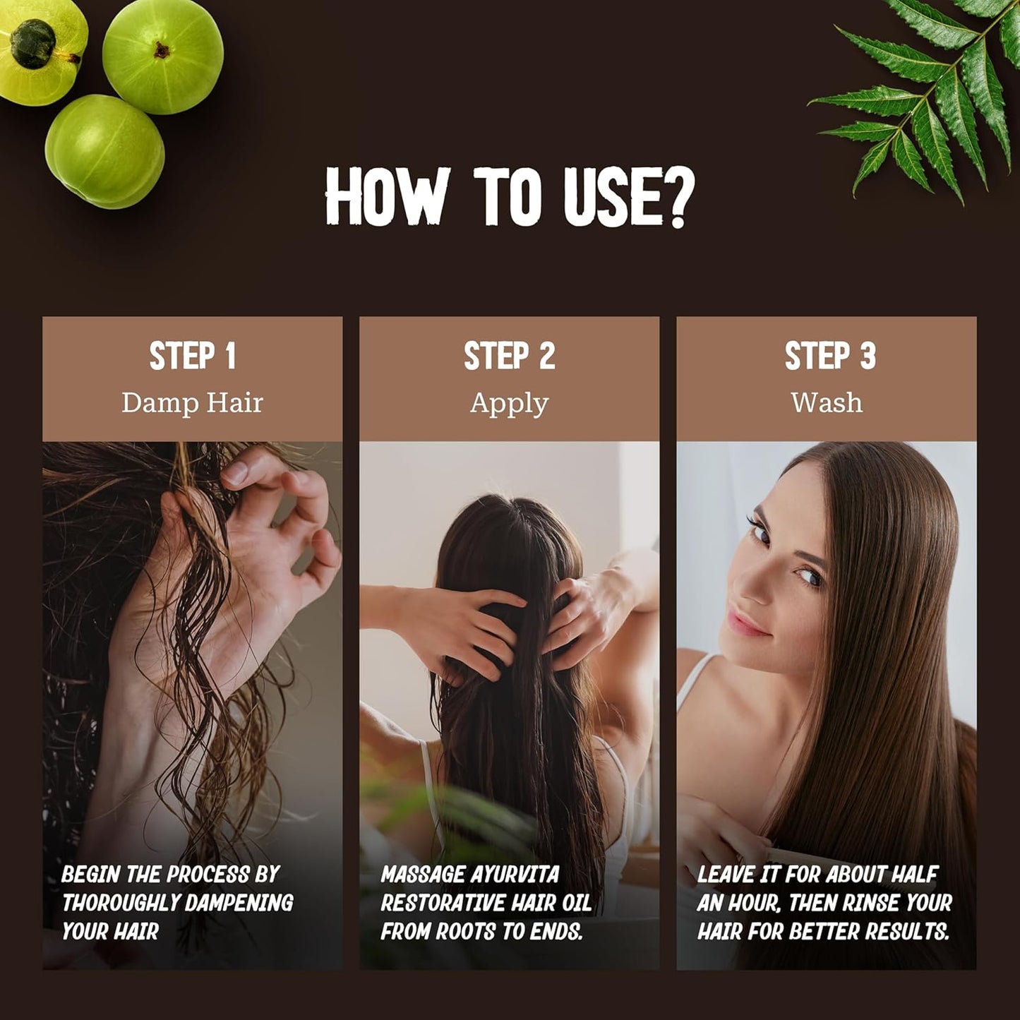 Restorative Hair Oil - Amla for Strengthening & Neem for Preventing Dryness and Dandruff - For Dry, Damaged Hair Growth - For Men & Women - 2 fl oz