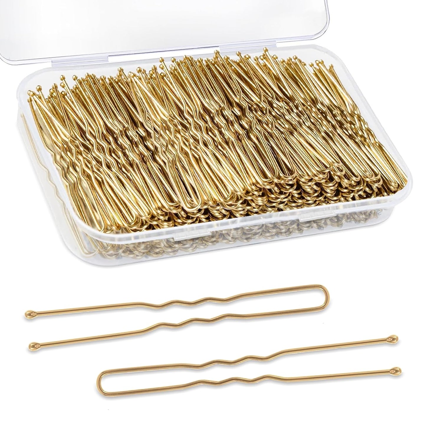 U Shaped Hair Pins, AITRAI 240Pcs Blonde Hair Pins Bun Pins U Bobby Pins for Women with Storage Box, 2.4inch