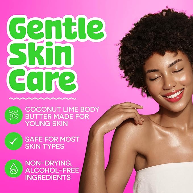 BeYoutiful Coconut Lime Body Butter for Dry Skin, Vitamin E, Coconut Oil & Shea Butter, Cruelty Free Hydrating Moisturizer for Kids & Teens, 16 oz