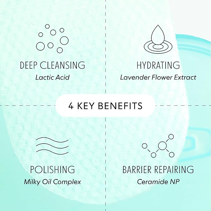 LOOPS Milky Cleanser Korean Skincare - Deep Cleansing and Hydrating Skin Care - Pre-soaked Bamboo Facial Cleansing Pads - Facial Wash with Milky Oil Complex - Oil Cleanser for Face