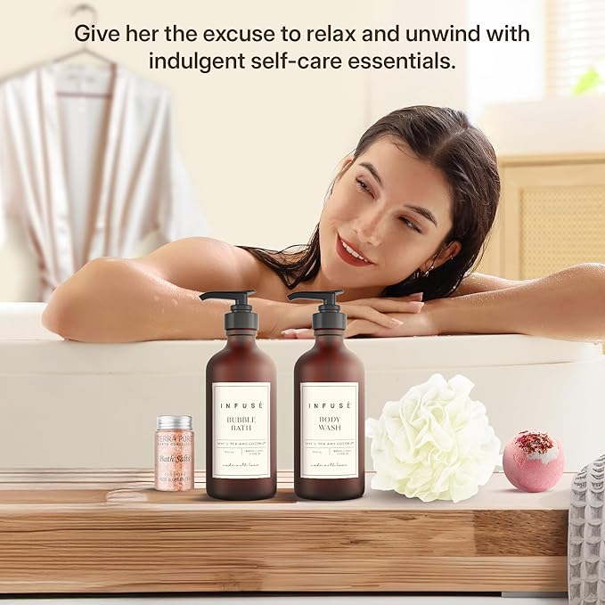 10-Piece Spa Gift Box for Women | Self-Care Set with Eye Mask, Loofa, Bath Bombs, Face Masks, Bubble Bath, Lotion, Body Wash & Bath Salt | Perfect Gift for Mom, Grandma, Wife, or Loved Ones