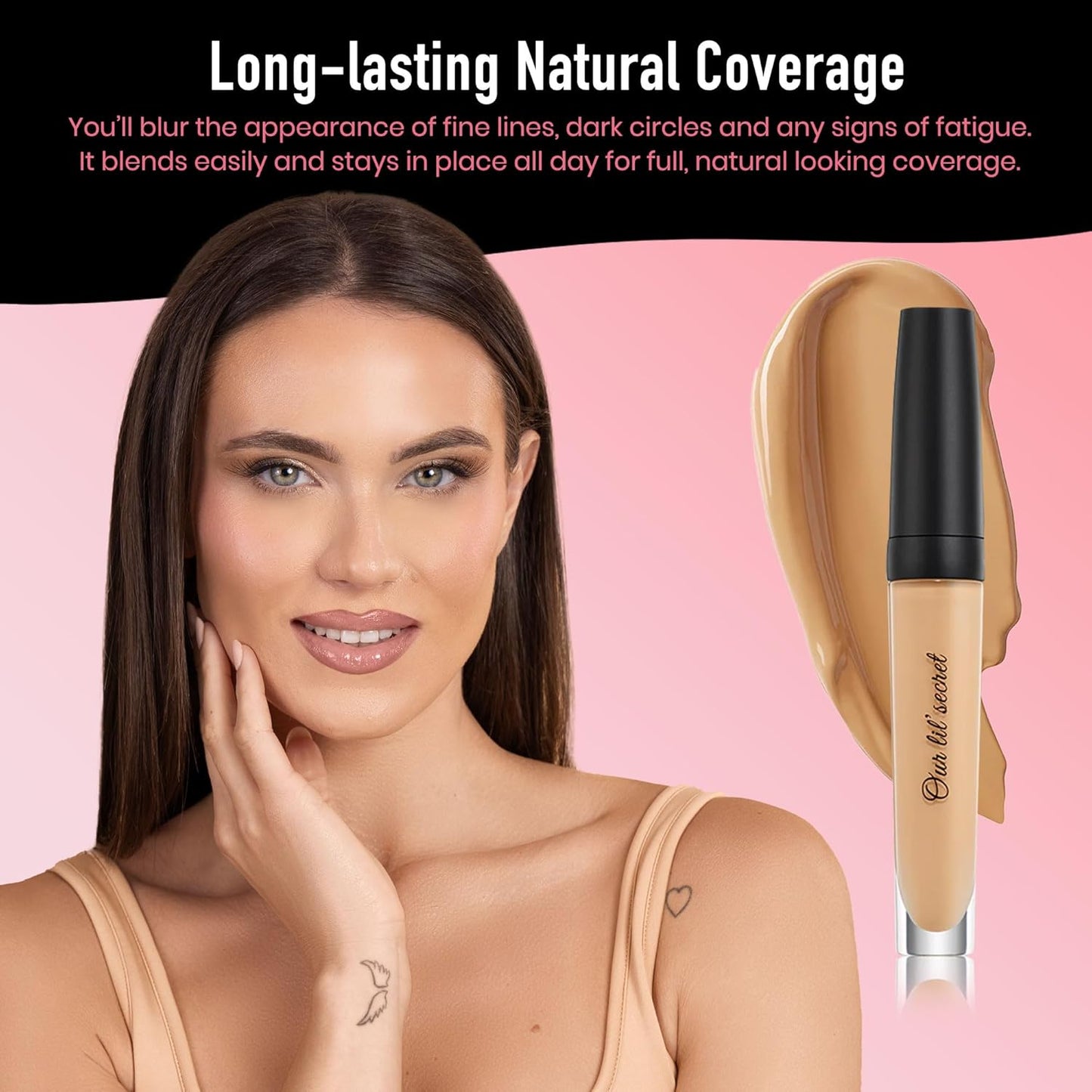 Frankie Rose Cosmetics Our Lil’ Secret Concealer - Full, Long Lasting Coverage for Dark Circles and Fine Lines - Easy to Blend - Soft, Smooth Complexion - Ginger