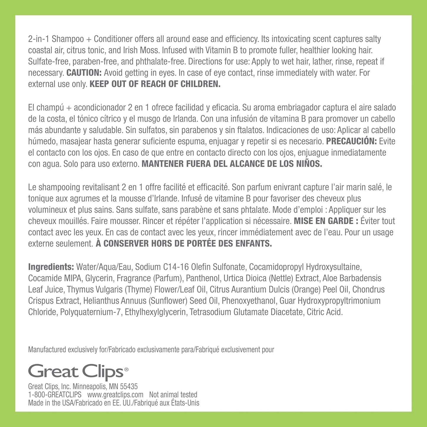 GREAT CLIPS LATITUDE 2-in-1 Shampoo + Conditioner | Daily Shampoo and Conditioner Set for Men | Promotes Full + Healthy Hair | 32oz