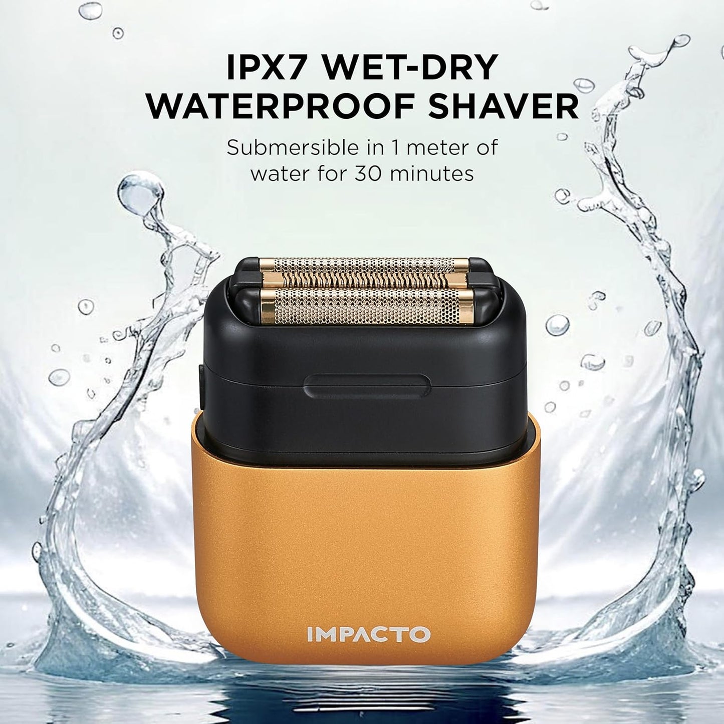 COCCO IMPACTO Shaver, Hygienic Gold Foil Triple Blade, White, Wet & Dry Use, Magnetic Replaceable Head, Intelligent Accelerator, 90 Min Run Time (Gold)