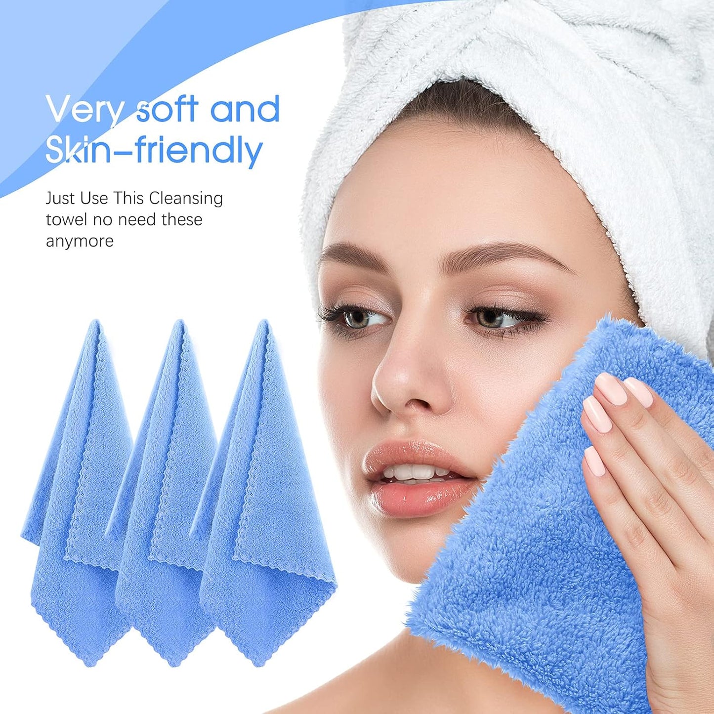 Syhood 12 Pieces Face Wash Cloth 12 x 12 in Makeup Remover Cloths Towel Coral Velvet Facial Microfiber Soft Fast Drying Facial Cleansing Towel for Face(Blue)