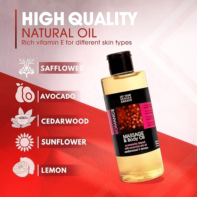 Massage Oil for Sore Muscles - Premium Massage and Body Oil for Massage Therapy - Vitamin E Infused - Blend with Essential Oils.