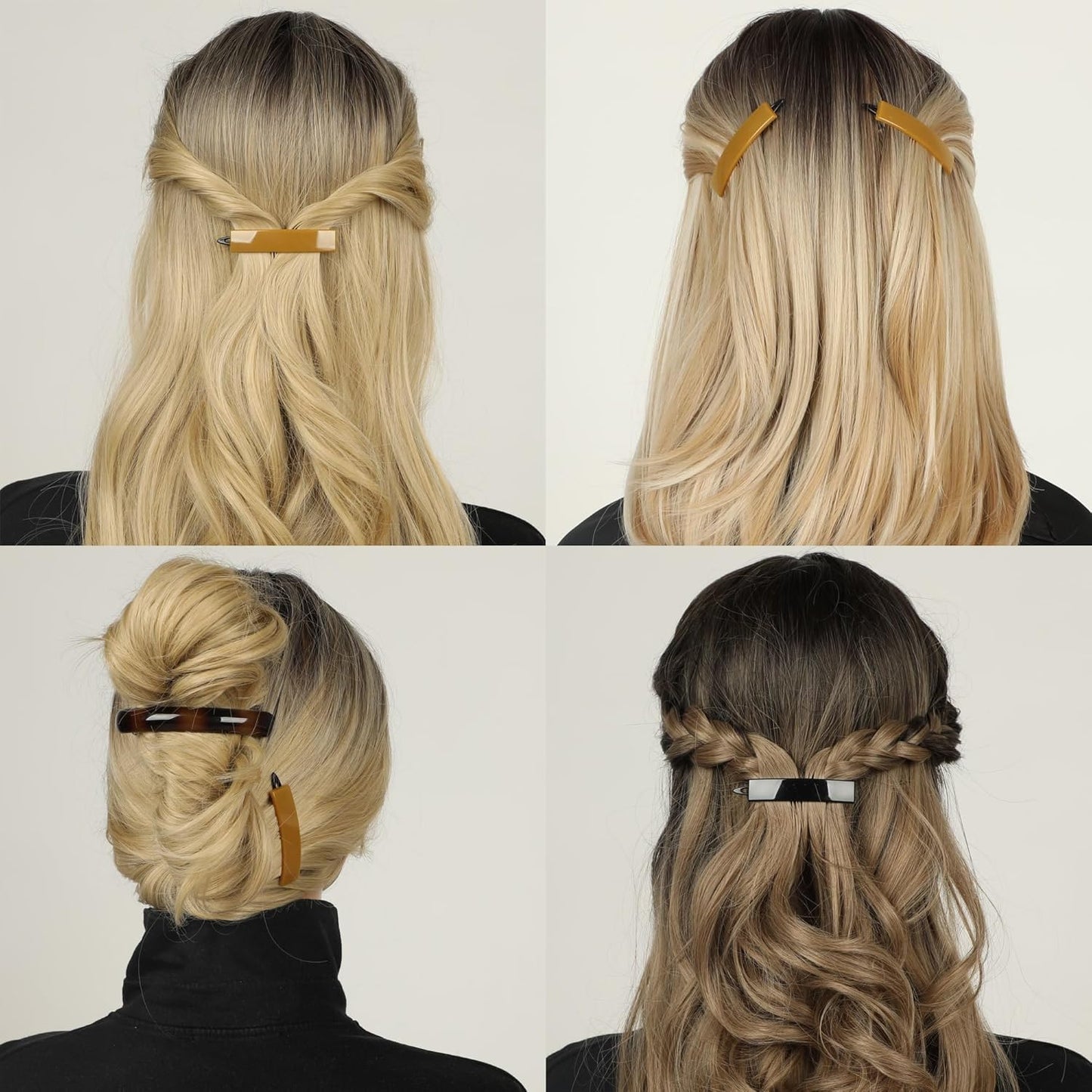 12pcs Hair Barrettes Set for Women and Girls, Hair Clips for Thick Thin Fine Hair, Non-metal Hair Accessories, Non-Slip Grip Handmade Snap Hairpin, BPA Free (LY15)