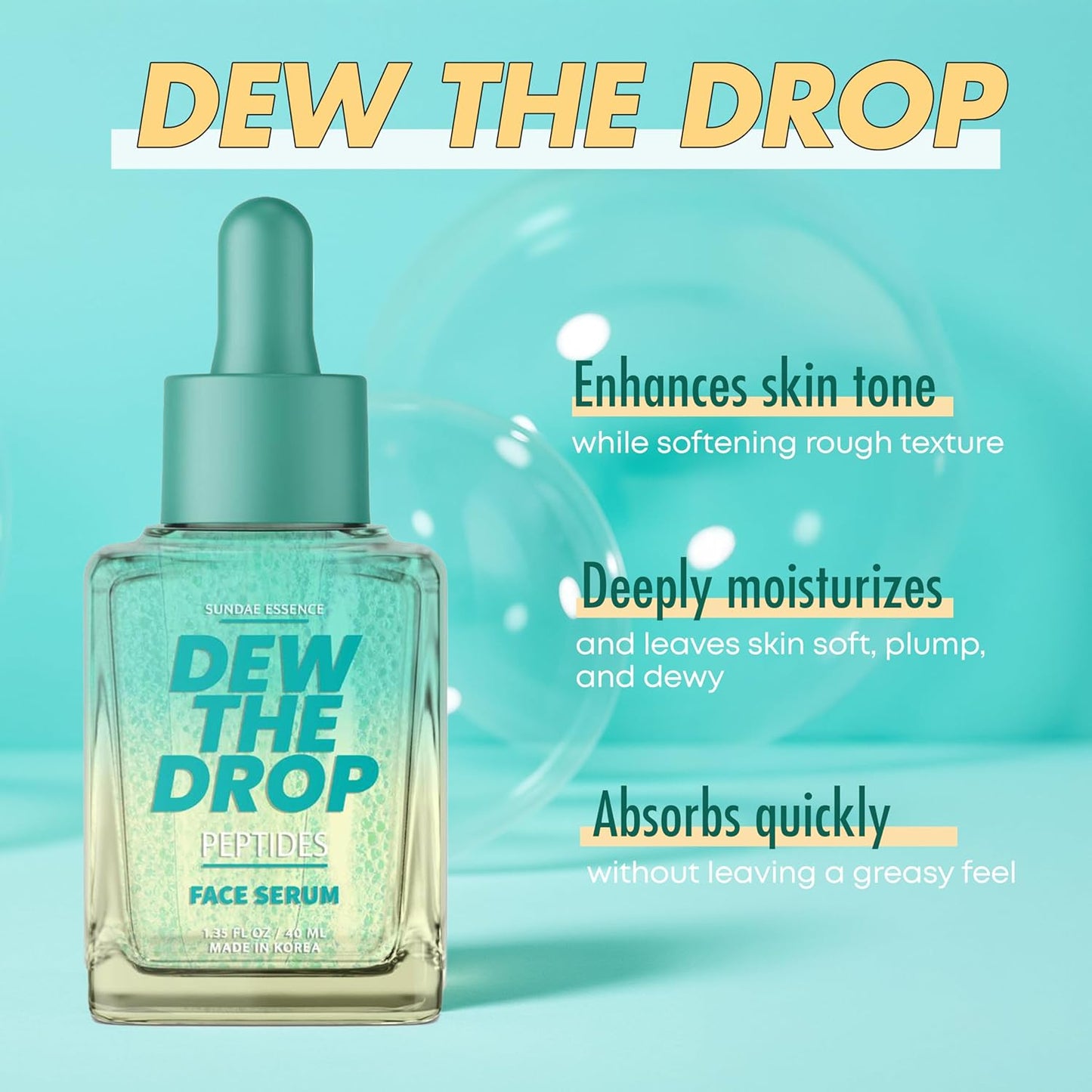 Peptides Face Serum - Dermatologist-Tested, Anti-Aging, Korean Skin Care -Boosts Elasticity, Smooths Texture, Revitalizes Skin - Clean Formula, Vegan, 95% Natural - 1.35 Fl. Oz