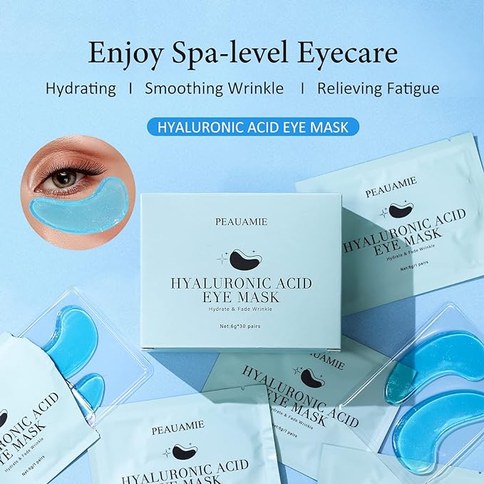 Hyaluronic Acid Eye Mask for Dark Circles and Eye Bags & Kojic Acid Soap Moisturizing Deep Cleansing for Face and Body