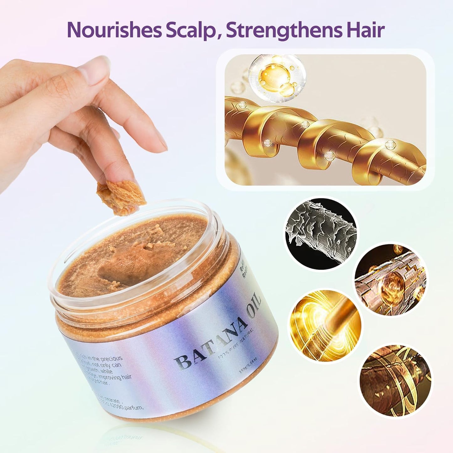 Batana Oil for Hair Growth Dr Sebi Organic – 100% Natural & Chemical-Free – Aceite De Batana-Scalp Moisturizer, Hair Loss Treatment Hair Oil Mask for Thicker, Healthier Hair – 5.64 oz