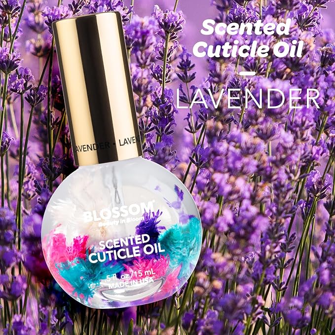Blossom Cuticle Oil for Nails, Hydrating, Moisturizing, Scented Nail Oil Cuticle Care, Infused with Real Flowers, Made in USA, 0.75oz, 3 pack, Mini Gift Set, Lavender/Jasmine/Rose