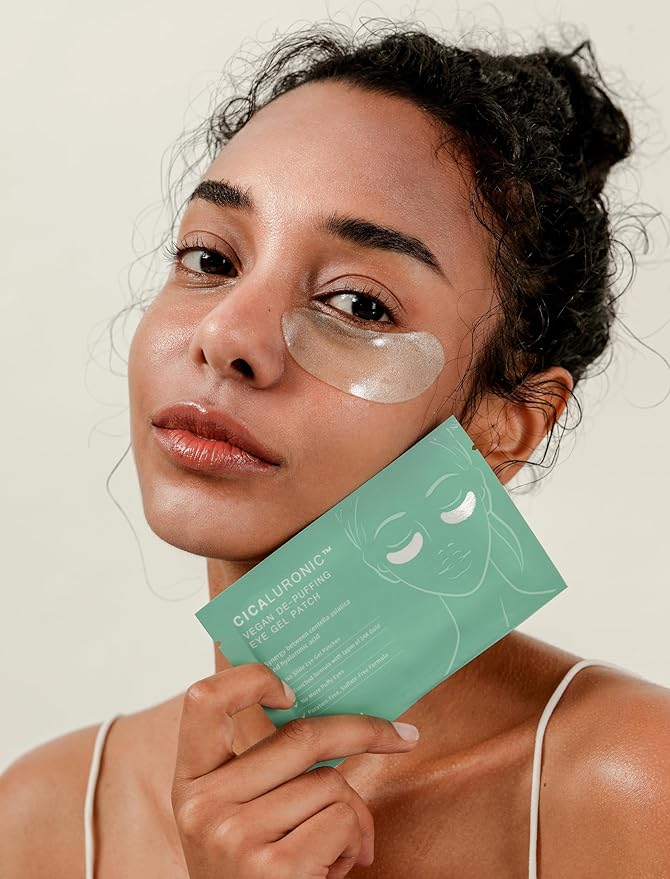 MIZON Snail Gold Eye Gel Patches + Cicaluronic Vegan De-puffing Eye Patches. Intensive eye skincare, anti-wrinkle, de-puffing, refreshing, soothing, hydrating.