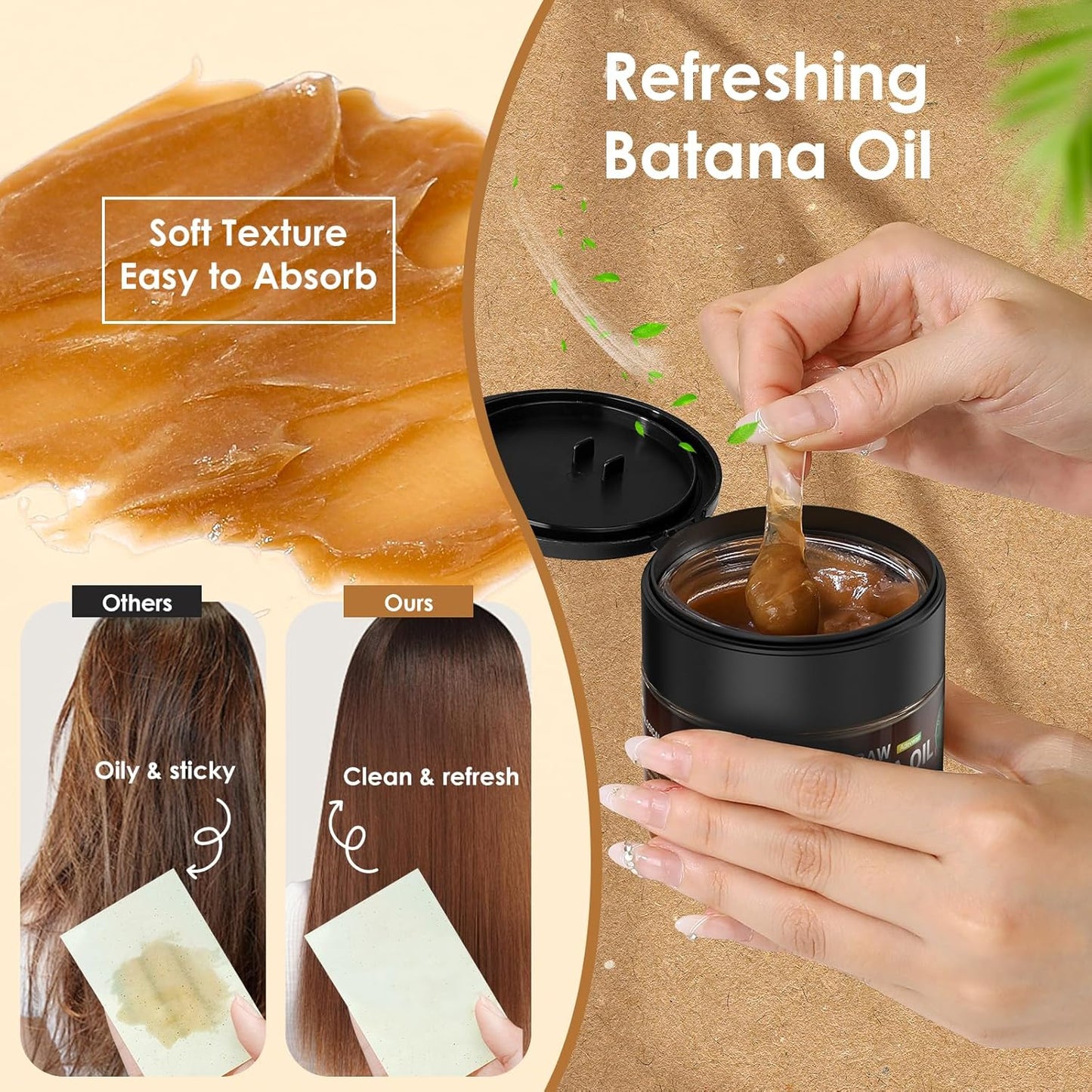 Batana Oil for Hair Growth, Dr Sebi 100% Pure Organic Natural Ingredients from Honduras Prevents Hair Loss, Enhances Thickness, Restores Dry Damaged Hair, 5.3oz