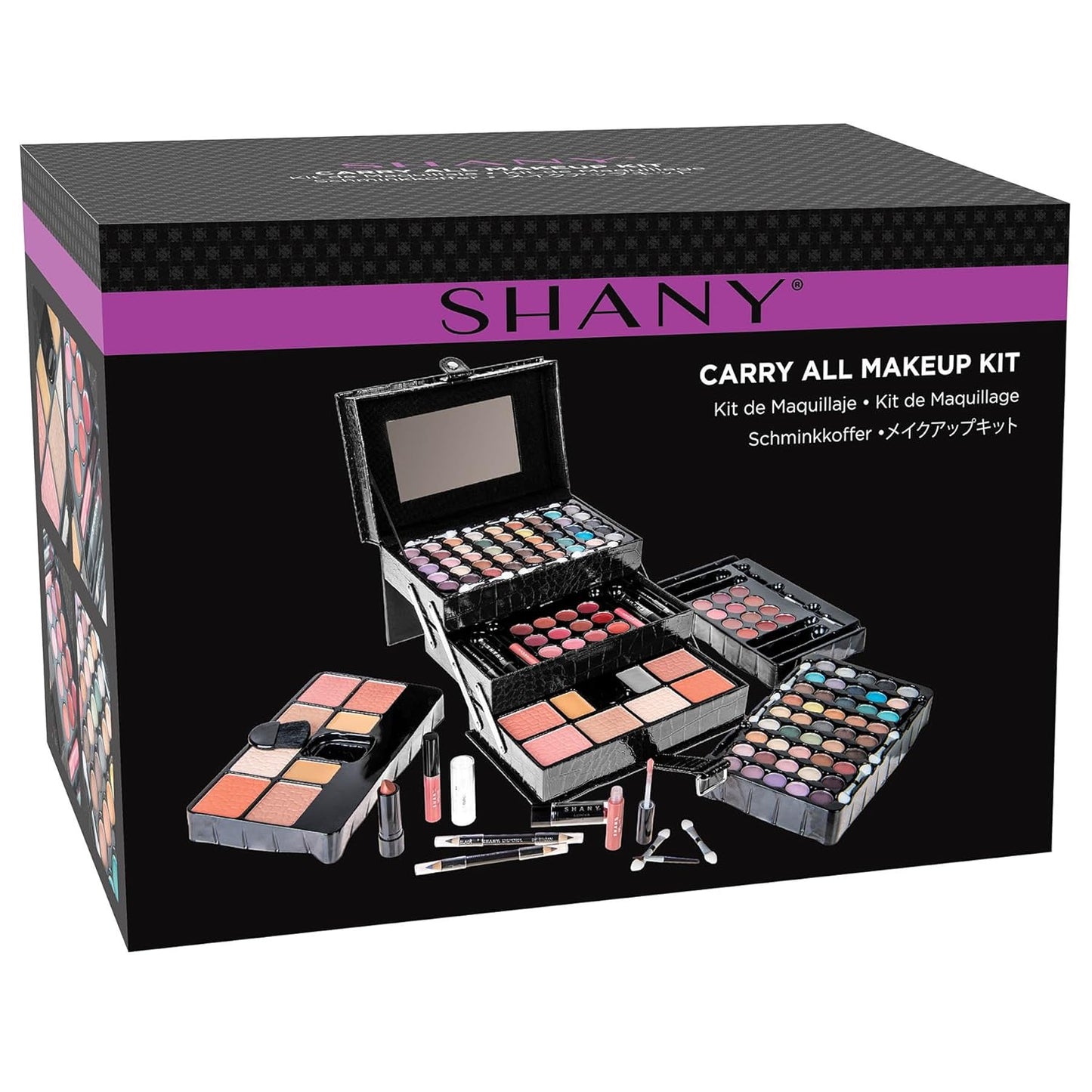 SHANY All In One Makeup Kit (Eyeshadow, Blushes, Powder, Lipstick & More) Holiday Exclusive - BLACK , 72 Piece Set