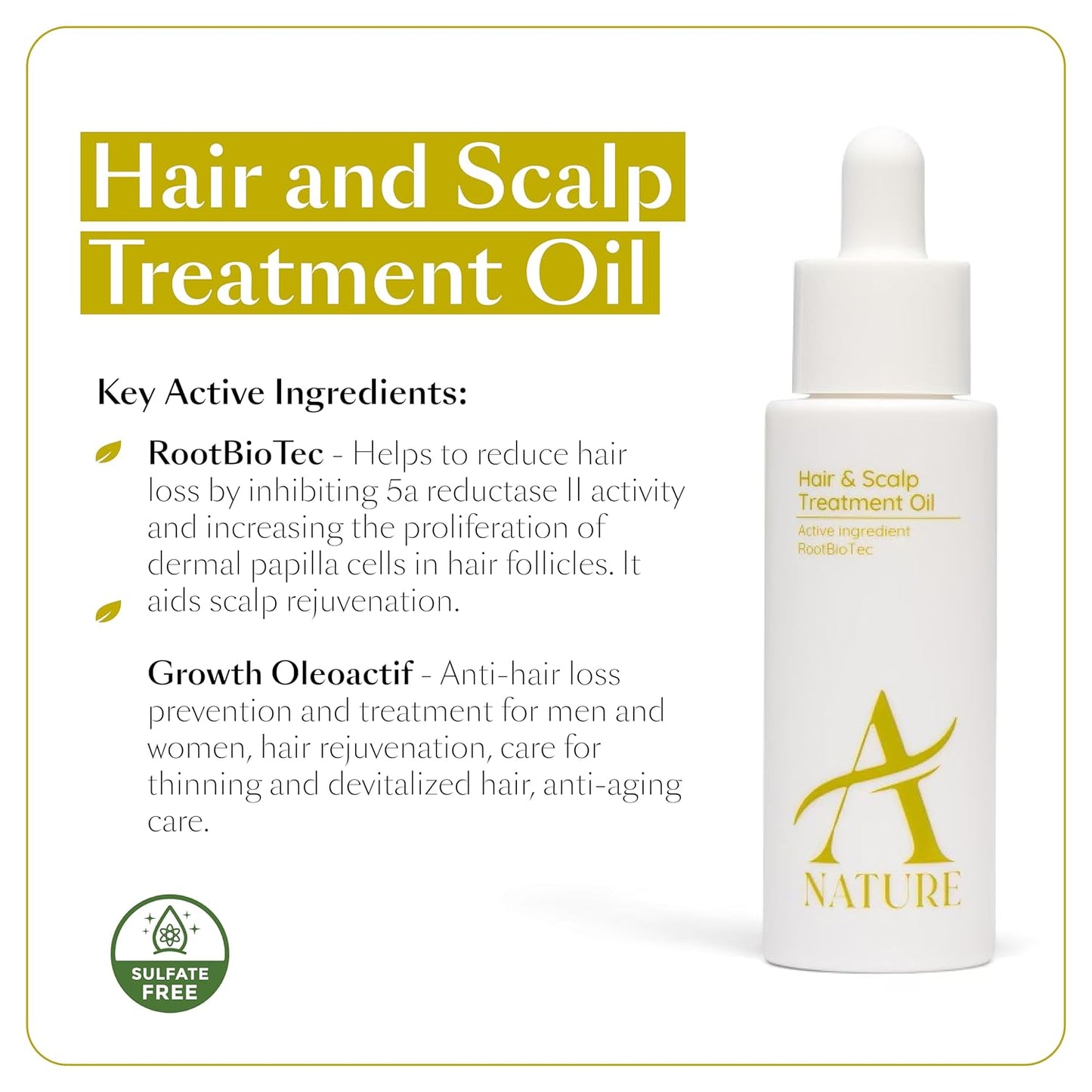 – Hair & Scalp Treatment Oil for Healthy Hair, Thin Edges, and Scalp – Natural Hair Growth Oil made with RootbioTec, Growth Oleoactif for Hair Growth – 1.7 fl oz
