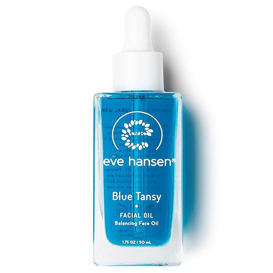 Eve Hansen Blue Tansy Facial Oil Moisturizer - Balancing Face Oil With Squalane, Rosehip, Turmeric, Vitamin E For Skin | Non-Greasy - 1.7 oz