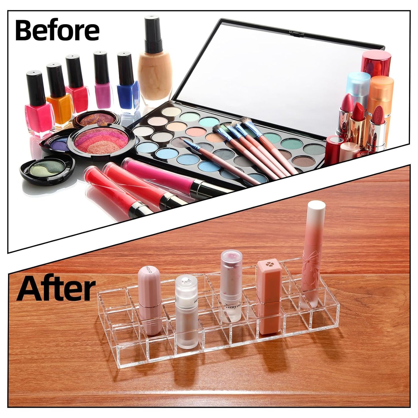 Kigley 3 Pcs Clear Lipstick Holder Acrylic Lip Gloss Organizer Cosmetic Storage Lipstick Display Case for Perfume Sample Drawer Brushes Bottles Women Birthday Gift(24 Grid)